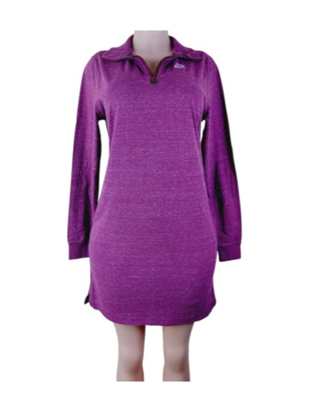 Nike Women's Pink Heather Quarter-Zip Pullover Mini Sweatshirt Dress Size M